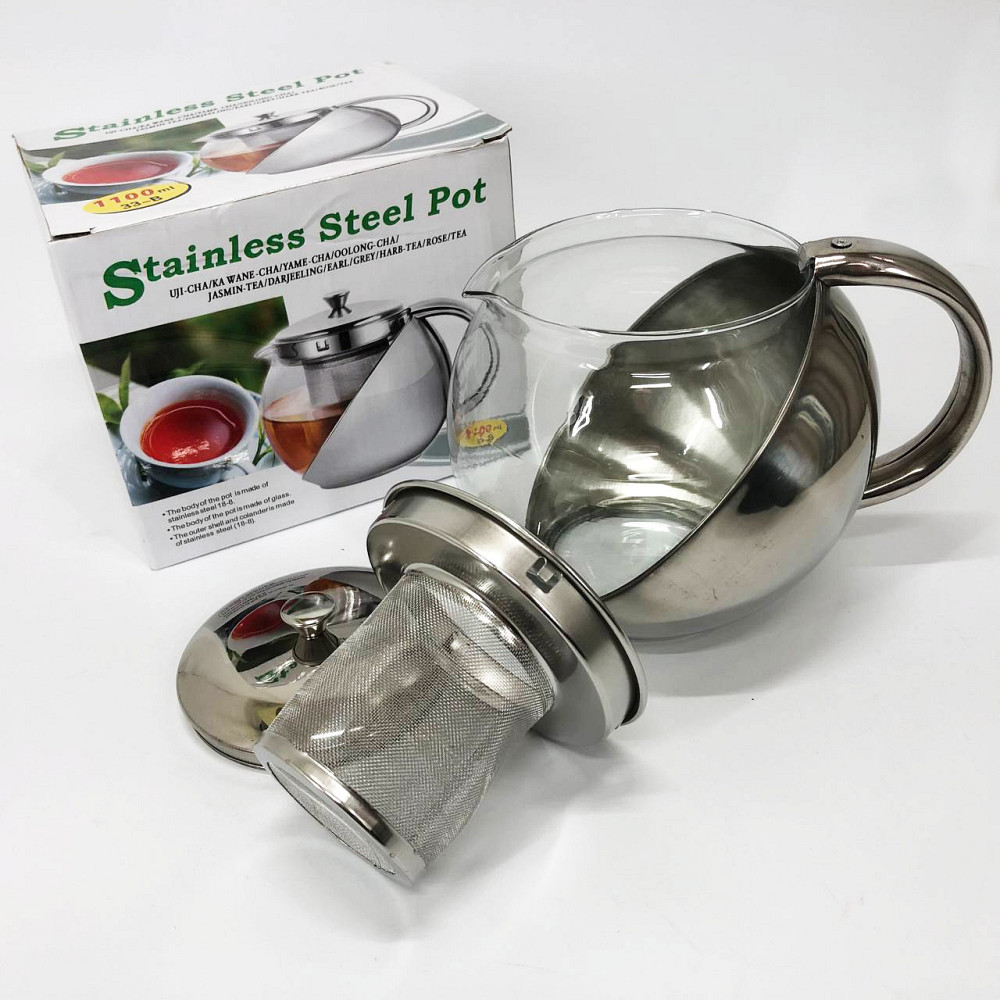 Скляний чайник з фільтром для заварювання чаю UNIQUE UN-1164 1.10 л, Заварний чайник скляний з ручкою HR-15 Львів - фото 2