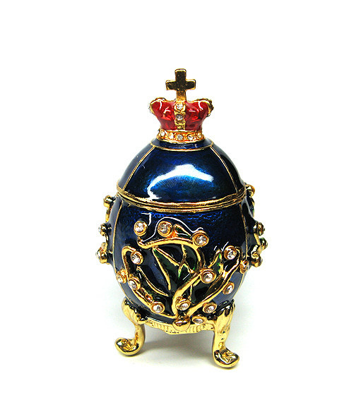 Шкатулка металлическая яйцо со стразами синяя Киев - изображение 1