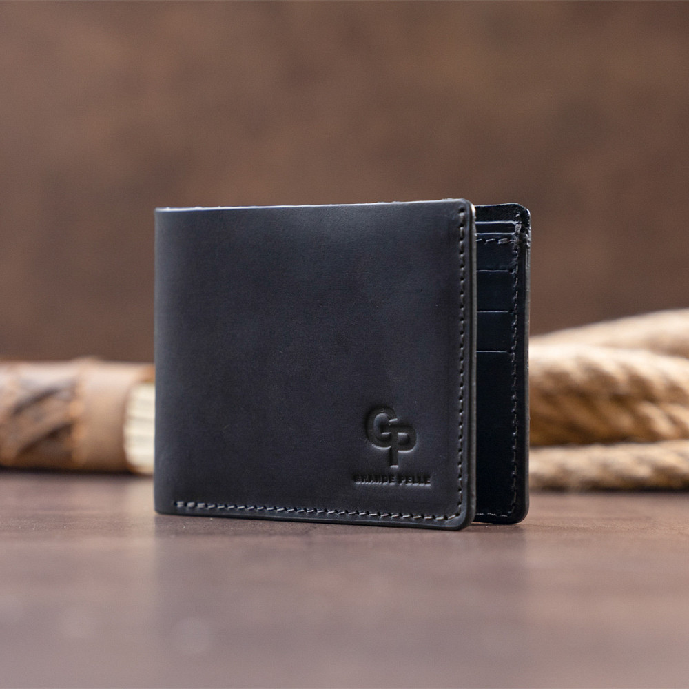 Портмоне на одне відділення в матовій шкірі GRANDE PELLE 11309 Чорне Київ - фото 1