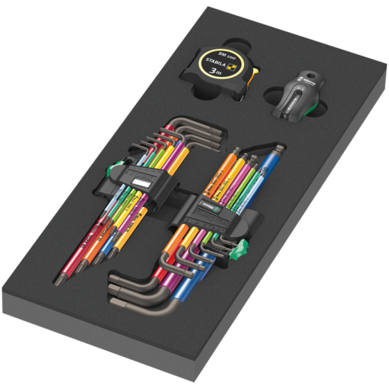 Набор цветных шестигранников Wera Г-обр.1.5-10мм/Torx T8-T40+рулетка Stabila, 20 ед., ложемент, 05150140001 Одесса