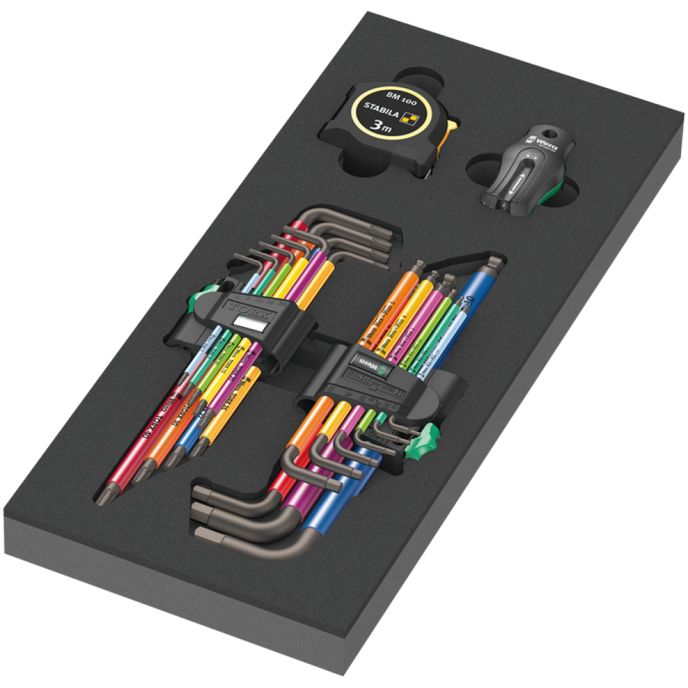 Набор цветных шестигранников Wera Г-обр.1.5-10мм/Torx T8-T40+рулетка Stabila, 20 ед., ложемент, 05150140001 Одесса - изображение 1