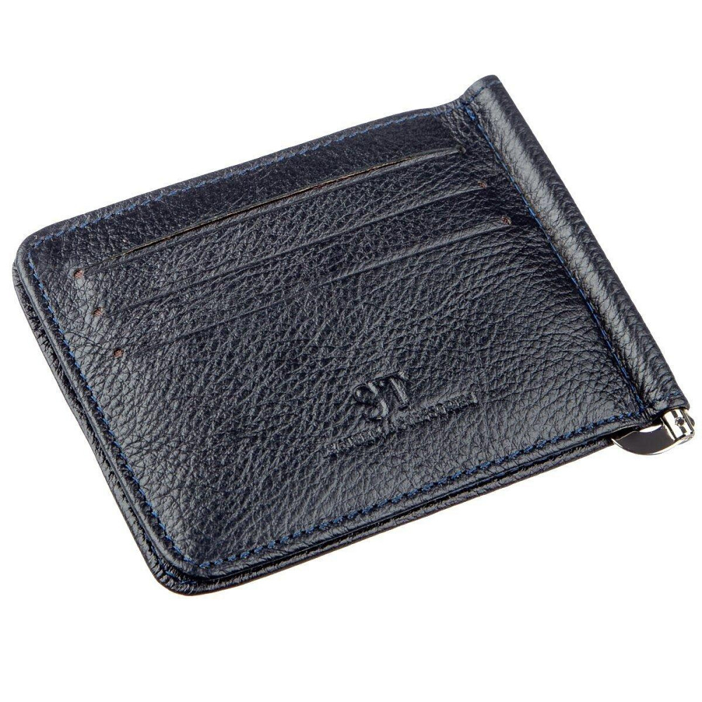 Чоловічий шкіряний затискач для грошей на магніті синій (ST Leather) Київ - фото 18