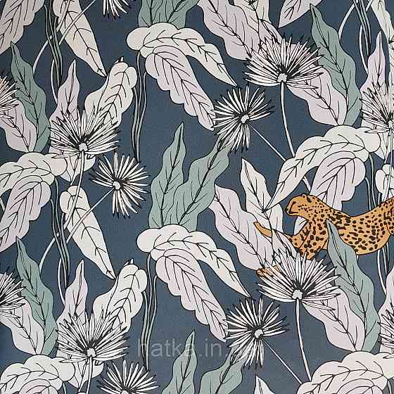 Шпалери вінілові на флізелін Caselio The Place to bed 0.53х10 м листя квіти рисі золотисті на синьо сірому Київ