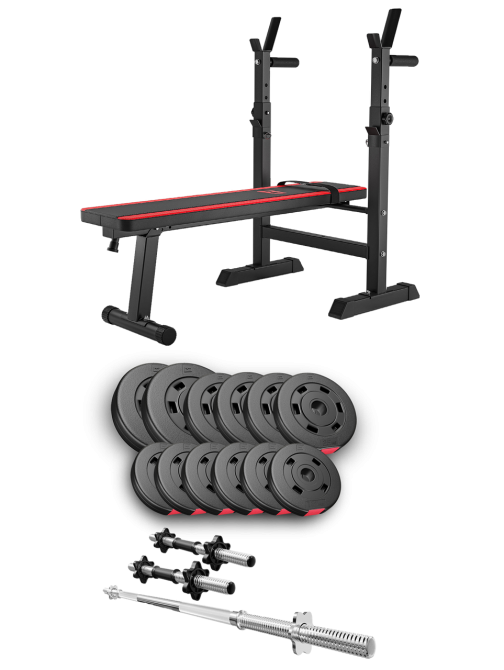 Набір Hop-Sport Premium 38кг з лавою HS-1080, штангою та гантелями Київ - фото 1