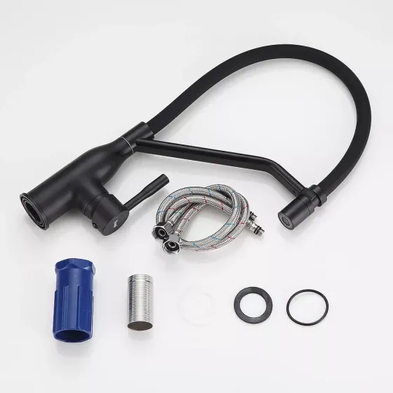 Смеситель для кухни с гибким изливом FRAP F4497-6 черный Киев