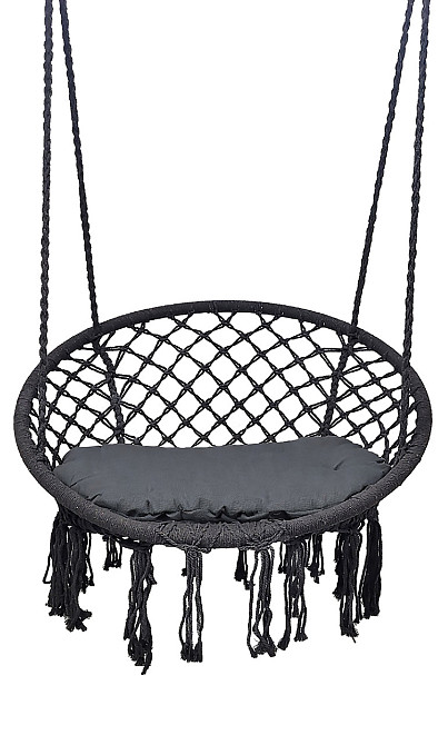 Подвесное кресло качалка качеля JUST GARDEN RIO-01 + подушка качели для террасы Серый Киев - изображение 1