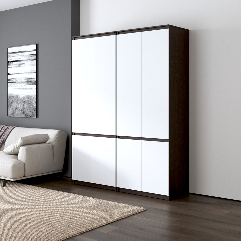 Шафа для одягу VAYS, зі штангою та полицями, комплект з 2 шаф R10+R24 Венге Темний-Білий фасад Львів - фото 1
