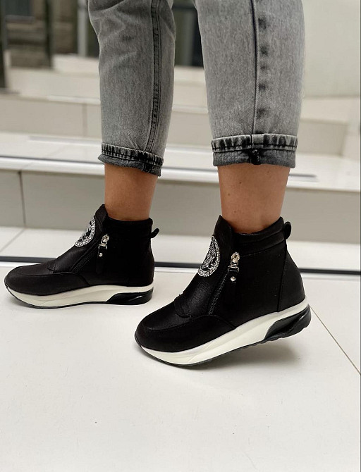 Черевики жіночі VEAGIA -6 чорні (весна-осінь, еко-шкіра з напиленням) (2346) лише 36р. 35 Коломия - фото 1