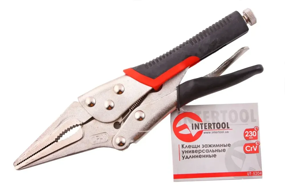 Клещи зажимные Intertool удлиненные 230мм (2-комп. рукоятка) Винница - изображение 1
