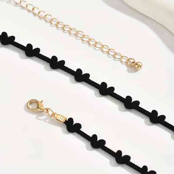 Чокер с черными сердечками – минималистичное ожерелье на шею Киев