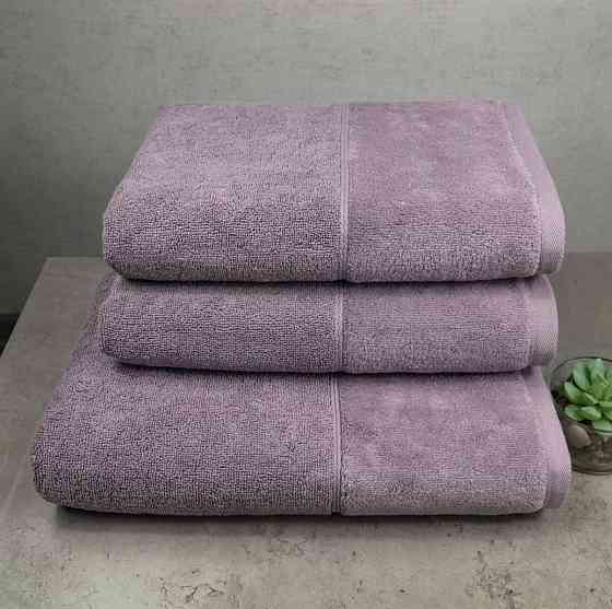 Набір рушників велюр/махра 3шт GM Textile 50x90см, 50x90см, 70x140см Premium Milado 550г/м2 (Виногра Суми