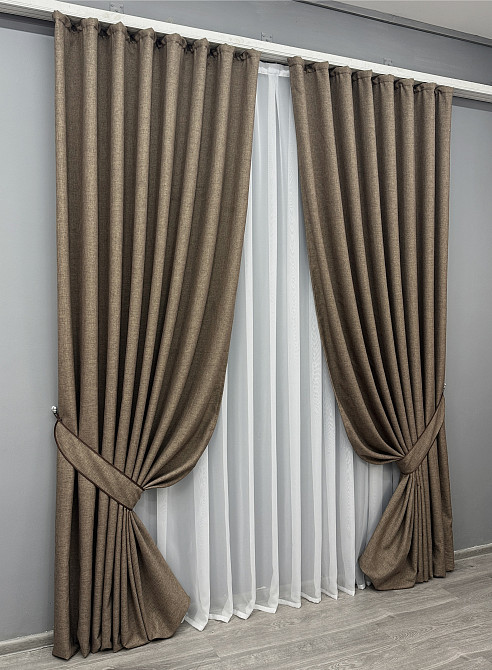 Комплект готових штор VR-Textil ALORA-TON № 1873ш Какао 200х290см 2 шт (32-163) Київ - фото 3