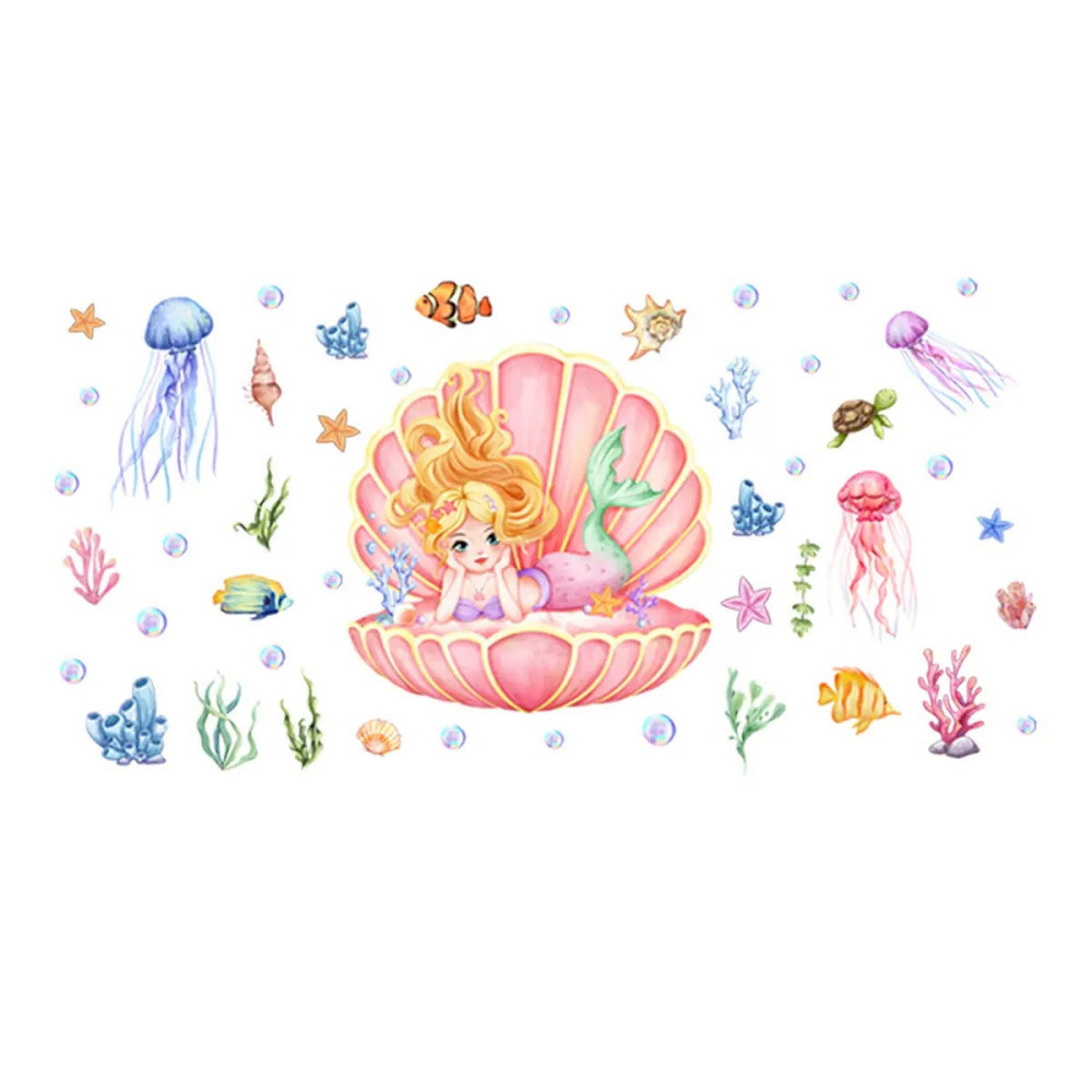 Наклейка декоративна вінілова інтер'єрна в дитячу кімнату на стіну «Русалонька» для дівчаток 30х60 см Кам'янець-Подільський - фото 2