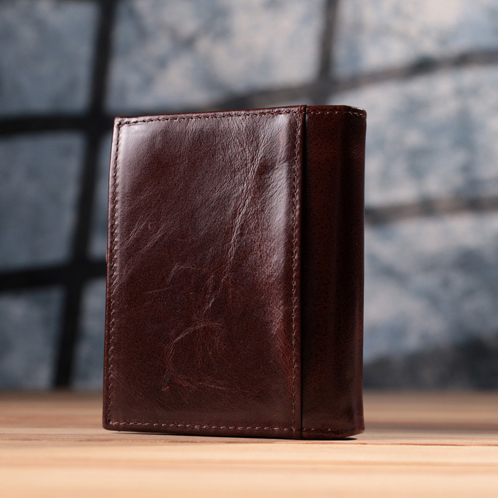 Вертикальний чоловічий гаманець із натуральної шкіри Vintage sale_15096 Коричневий Київ - фото 10