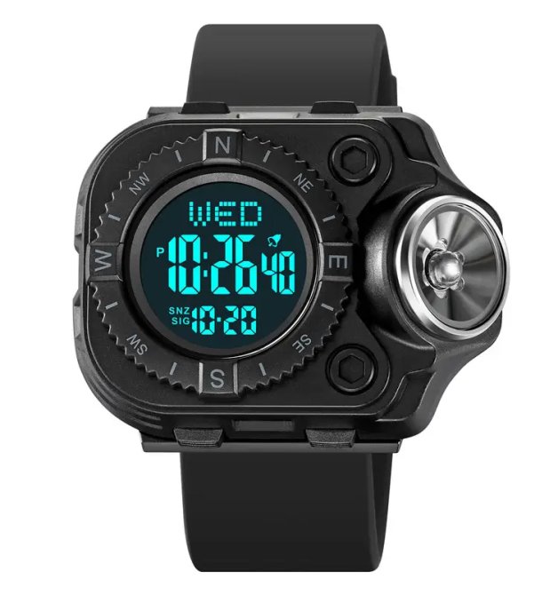 Чоловічий наручний годинник з ліхтарем Skmei 2187 Чорний з чорним циферблатом Вінниця - фото 3