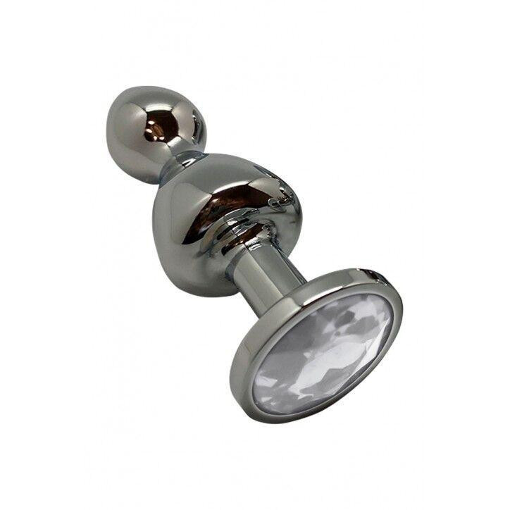 Металлическая анальная пробка Wooomy Lollypop Double Ball Metal Plug L диаметр 3,5 см, длина 10,5 см Sex Aura Киев - изображение 1