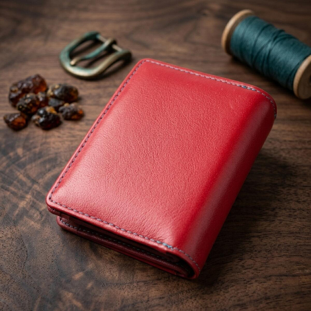 Жіночий вертикальний компактний гаманець із натуральної шкіри ST Leather 19437 Червоний Київ - фото 14