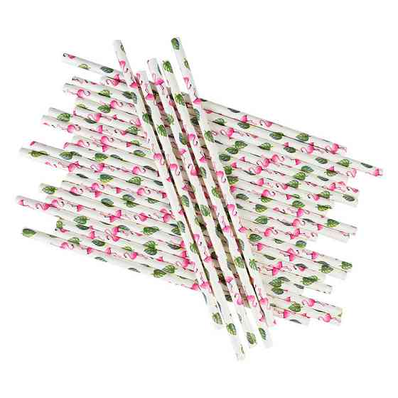 Коктейльні трубочки Фламінго 25штук 20 см різнобарвний Київ