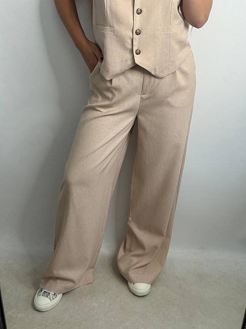 Лляний костюм-трійка у класичному стилі Беж XS-S Харків - фото 8