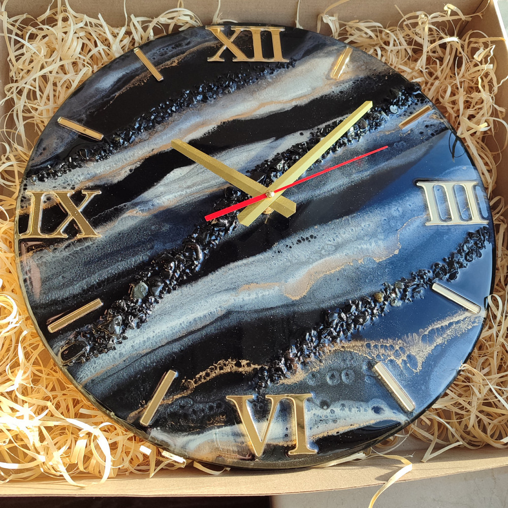 Настіний годинник з епоксидної смоли ручної роботи Дніпро - фото 2