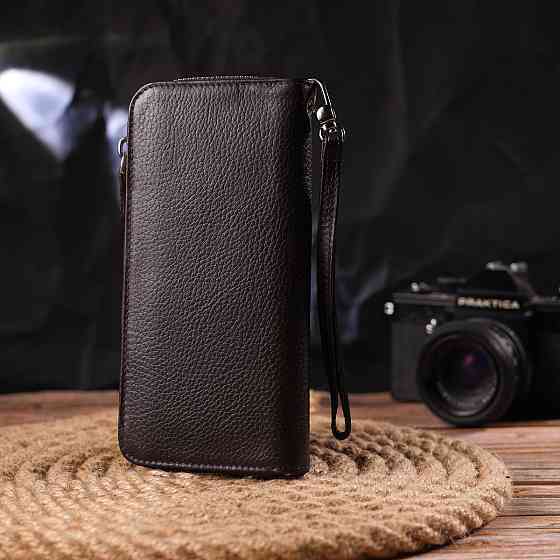 Практичный кошелек для женщин из натуральной зернистой кожи CANPELLINI 21617 Коричневый Киев