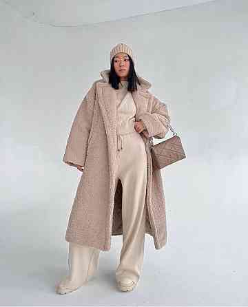 Женская повседневная теплая шуба из эко-меха и на теплой подкладке. Бежевий, 42/46 Одесса