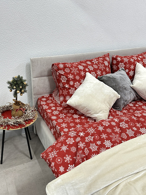 Ecotton Комплект постільної білизни Ecotton Сімейний 150х215 см червоний Сніжинка Коломыя - изображение 2