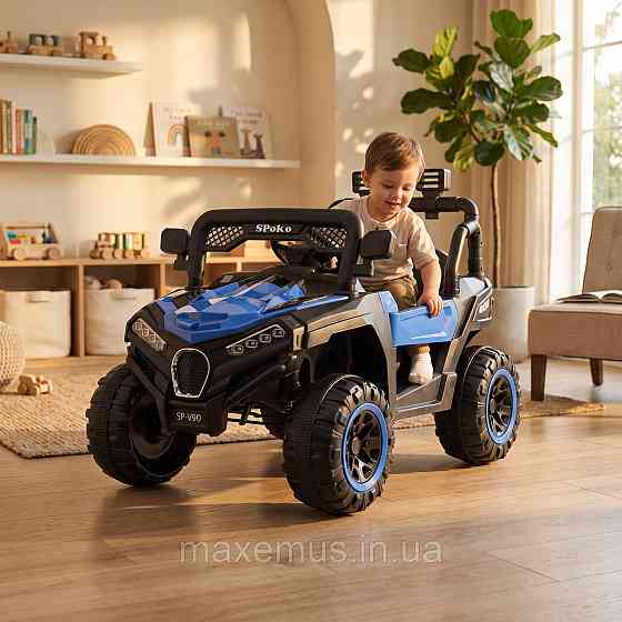 Детский электромобиль Багги 4х4 Spoko SP-V90 Синий двухместный на аккумуляторе с пультом ДУ 12V Мостиска