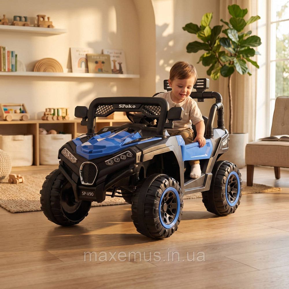 Детский электромобиль Багги 4х4 Spoko SP-V90 Синий двухместный на аккумуляторе с пультом ДУ 12V Мостиска - изображение 4