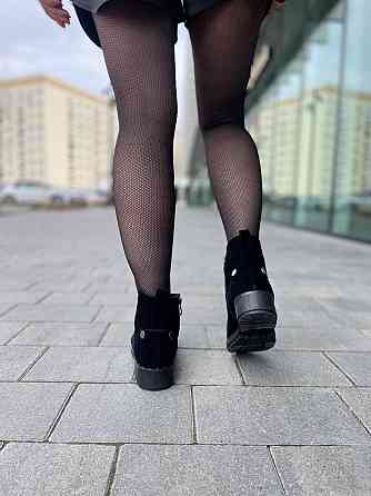 Черевики жіночі D and V чорні натуральна замша з хутром висота 12см підошва 3см (2979) Коломыя