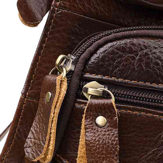 Сумка для мужчин с большим количеством карманов из натуральной кожи Vintage 22956 Коричневый Киев