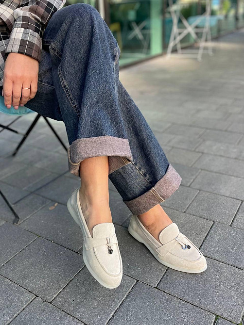 Mermaid Стильні жіночі лофери з натуральної замші світло-бежеві весна-осінь (6048) р. 36-41 / З Коломия - фото 2