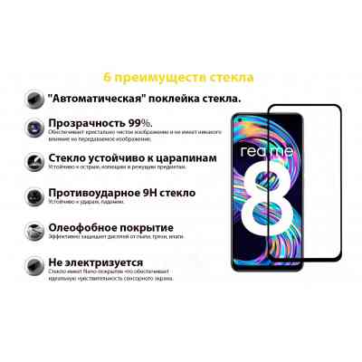 Стекло защитное BeCover Realme 8 / 8 Pro Black (706684) Винница