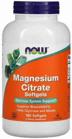 Магний цитрат Now Foods Magnesium Citrate 180 гелевых капсул Киев