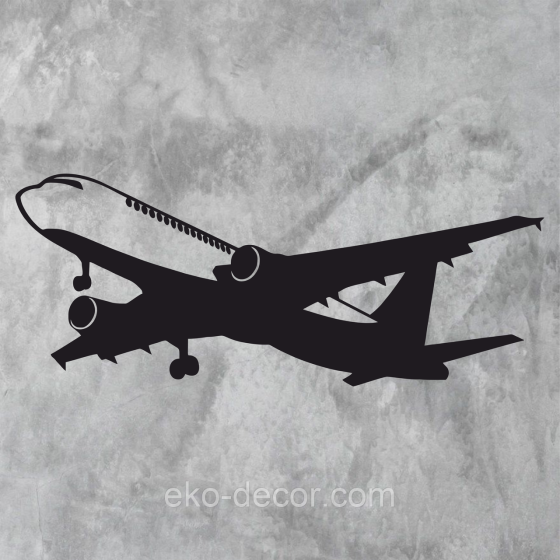 Декоративное настенное Панно «Самолет», Декор на стену 70*28 см, Черный Киев