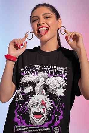 Футболка для мальчика аниме Магическая битва оверсайз (рост от 165 до 180 ) Черний AnimeJ1143m Днепр