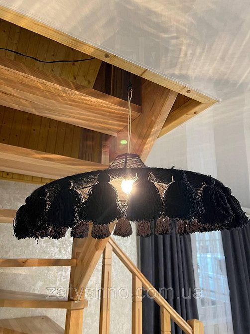 Люстра плетеная черная  круглая Киев - изображение 5