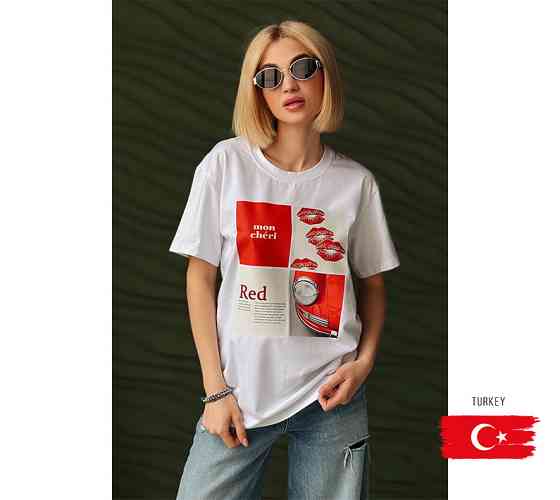 Жіноча футболка з акцентним принтом "Moncheri" | Норма і батал Київ