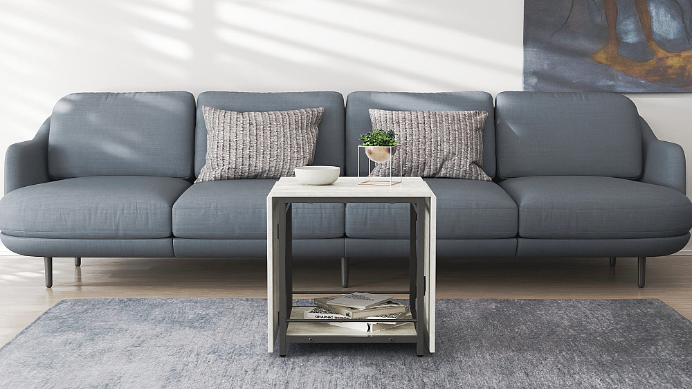 Стіл журнальний трансформер Куб Комбо Ferrum-decor 540x532x500 Чорний метал ДСП Бетон 16 мм (FRD-105155) Дніпро - фото 12