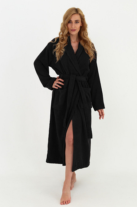 Банний махровий халат жіночий Ideal Textile чорний (56861056) L Чернівці - фото 8