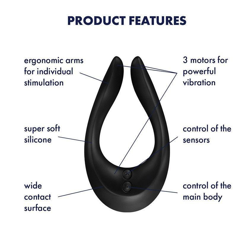 Вибратор для пар Satisfyer Endless Joy Black, 3 независимых мотора, многофункциональный Sex Aura Киев - изображение 3