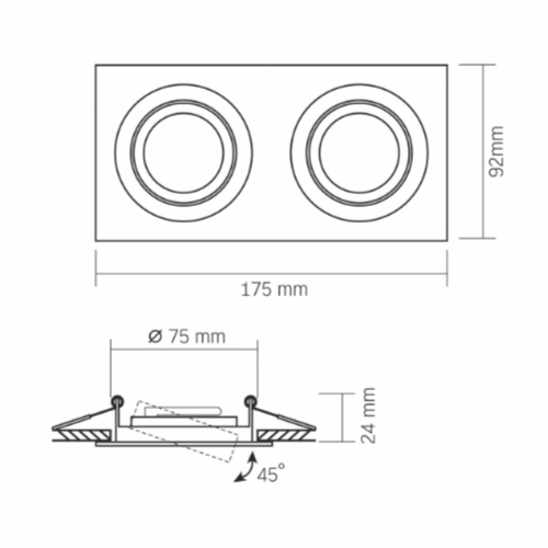 LED Світильник врізний під лампу 2*GU10 чорний VL-SPF23S-B Videx Житомир - изображение 4