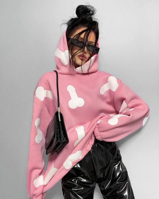 Женское теплое ОХУЕ*** худи оверсайз кроя на фиксаторах трехнитка на флисе Одесса - изображение 9