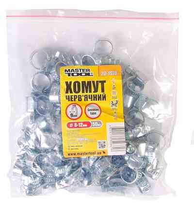 MASTERTOOL Хомут черв'ячний MASTERTOOL German type W1 DIN 3017 9.0 мм Ø 8-12 мм 50 шт 20-1976 Коломия