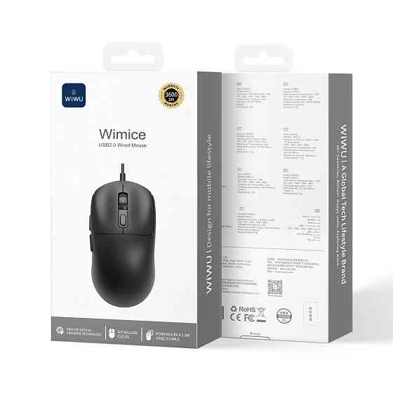 Маніпулятор миша дротова WIWU USB2.0 Wired Mouse WM111 Black Одеса