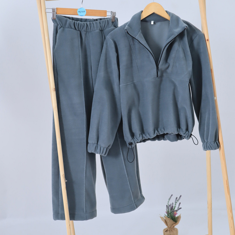 Дитячий теплий Флісовий термо костюм (толстовка на затяжках + штани палаццо) оливковий 98 Кам'янець-Подільський - фото 1