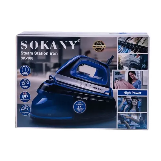 Утюг с паровой станцией и антипригарным покрытием SOKANY SK-188 утюг керамический с самоочисткой 2400 Вт Коломия