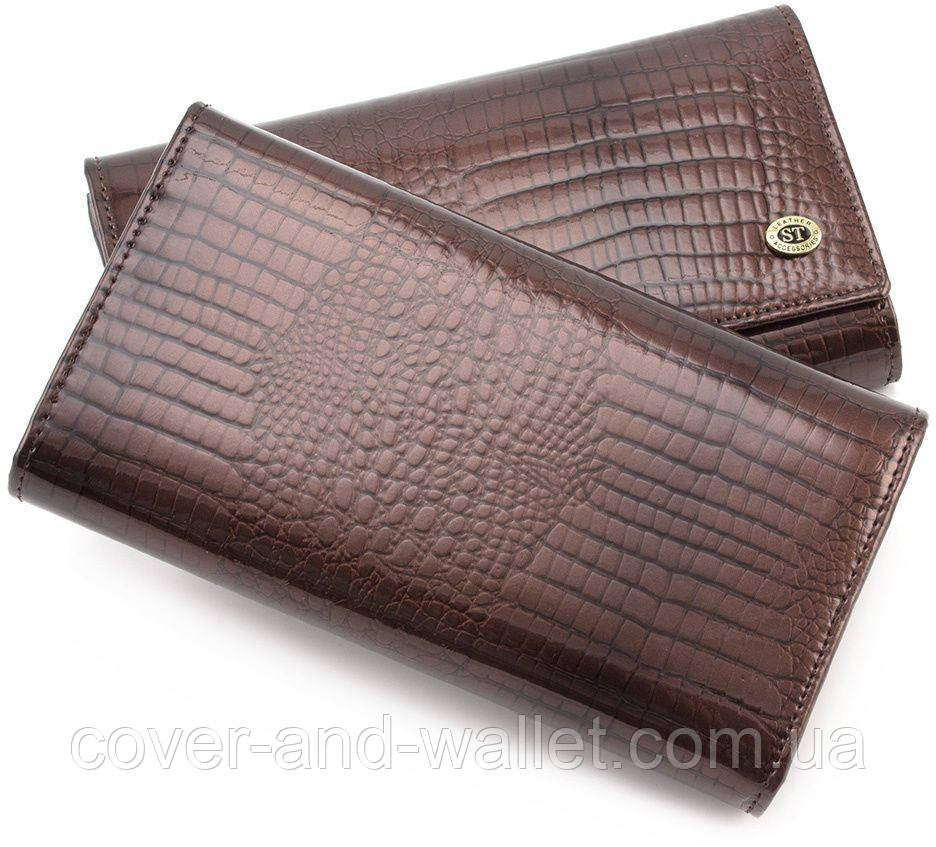Шкіряний жіночий гаманець лаковий під крокодила ST S8001A Київ - фото 6