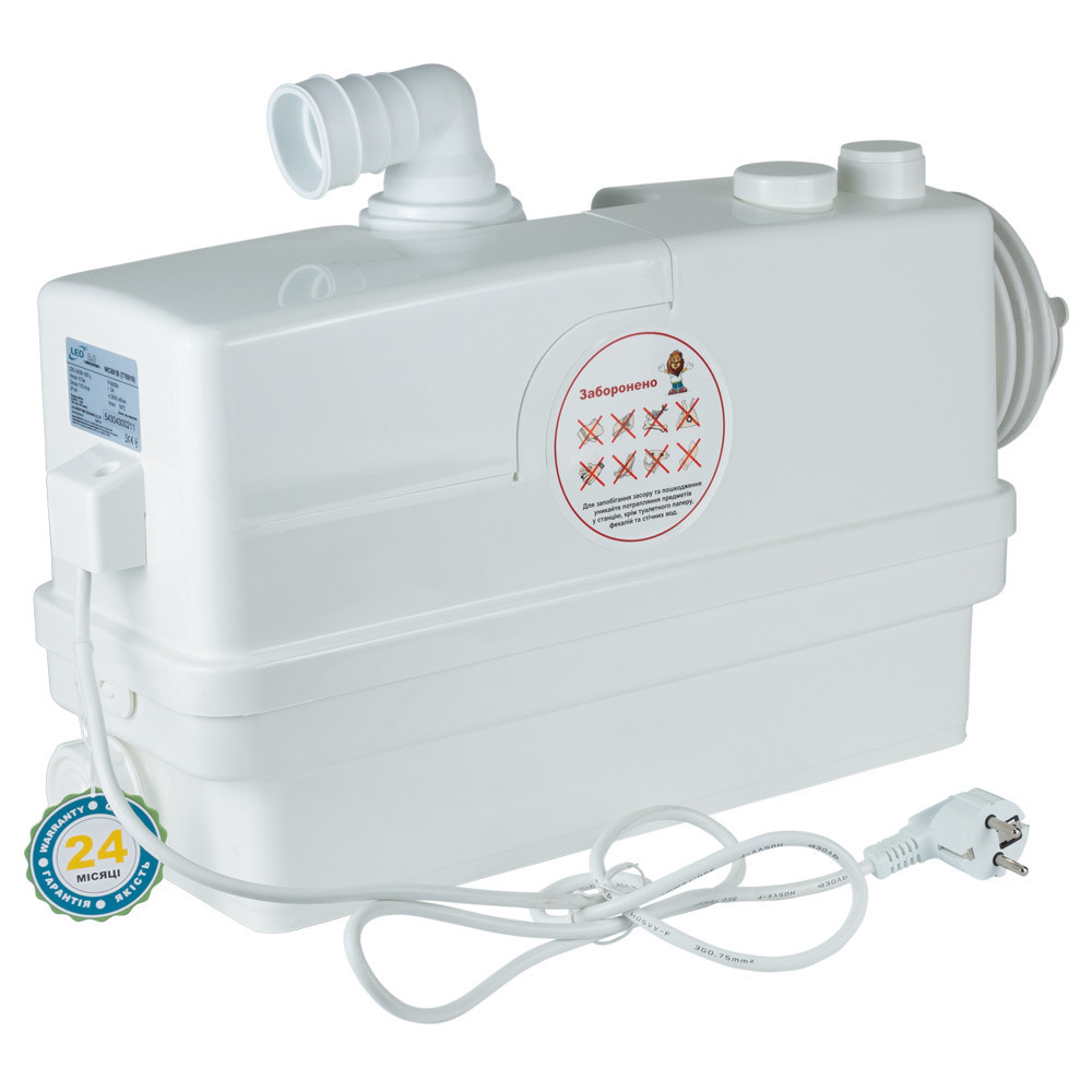 Станция канализационная 0.6кВт Hmax 8.5м Qmax 110л/мин 3 входа + боковой вход 90мм LEO 3.0 WC601В (776916) Ровно - изображение 5