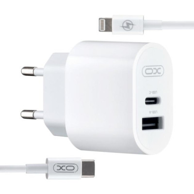 Зарядний пристрій XO L97 (1Type-C/1USB/2.4A) + Type-C - Lightning White (XO-L97-LG) Вінниця - фото 1